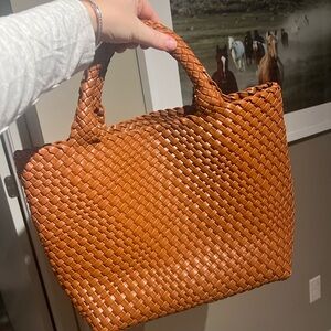 Elegant Tan Woven Tote Bag